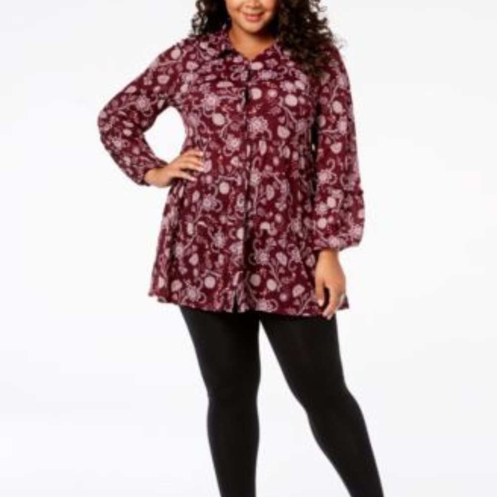 NWT Style & Co Plus Size Printed Tiered Mesh Top